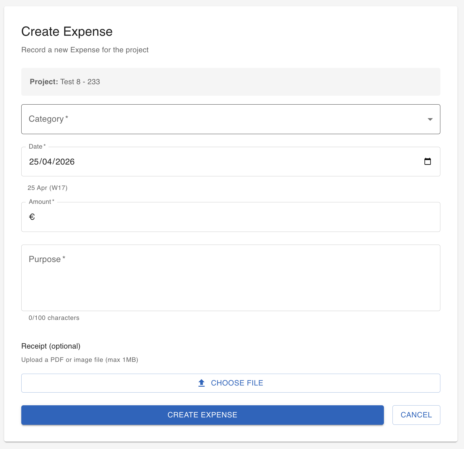 MIBI screenshot illustrating Expense capture with the camera in your pocket